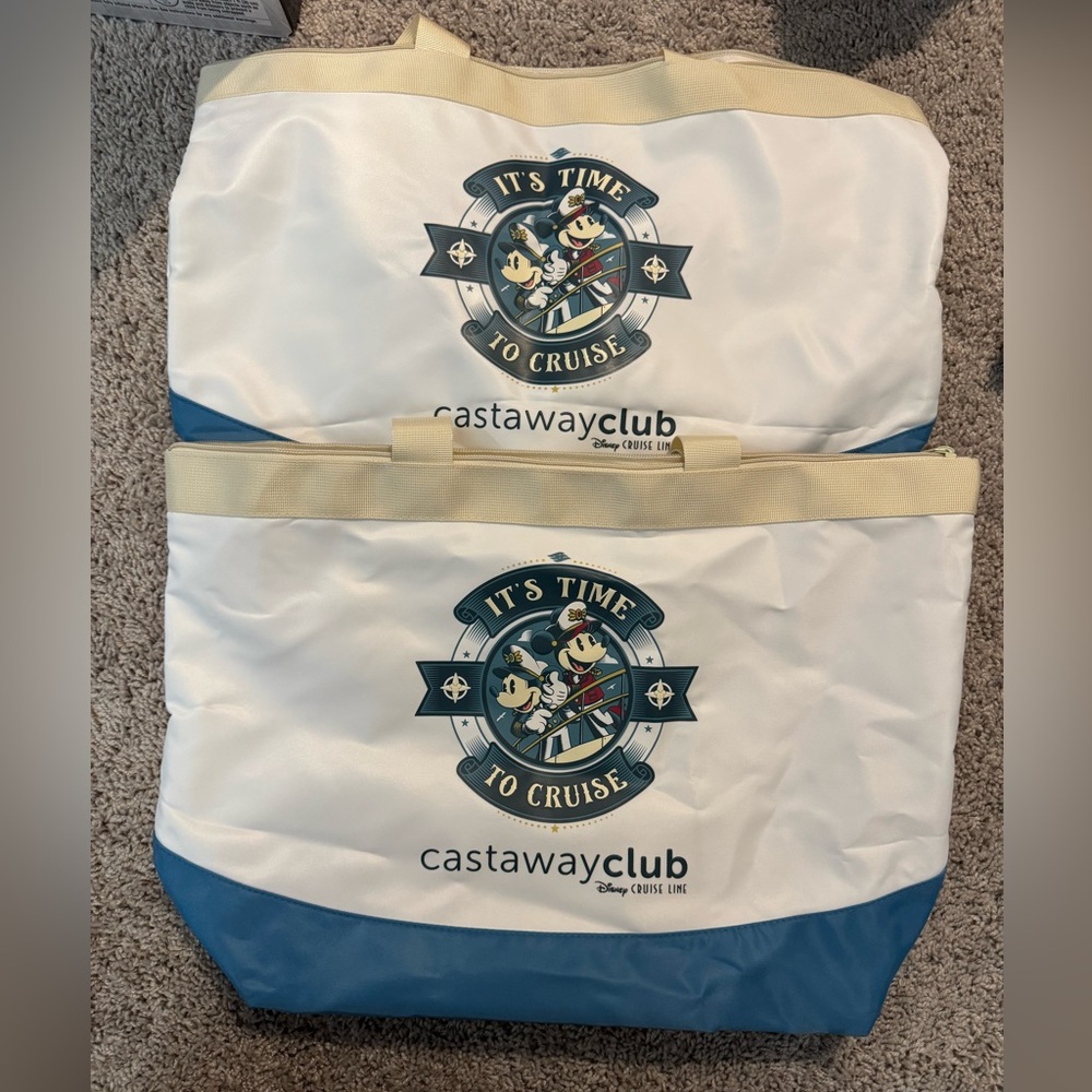 Set of 2 Disney Cruise Line Castaway Blue and White Tote Bag